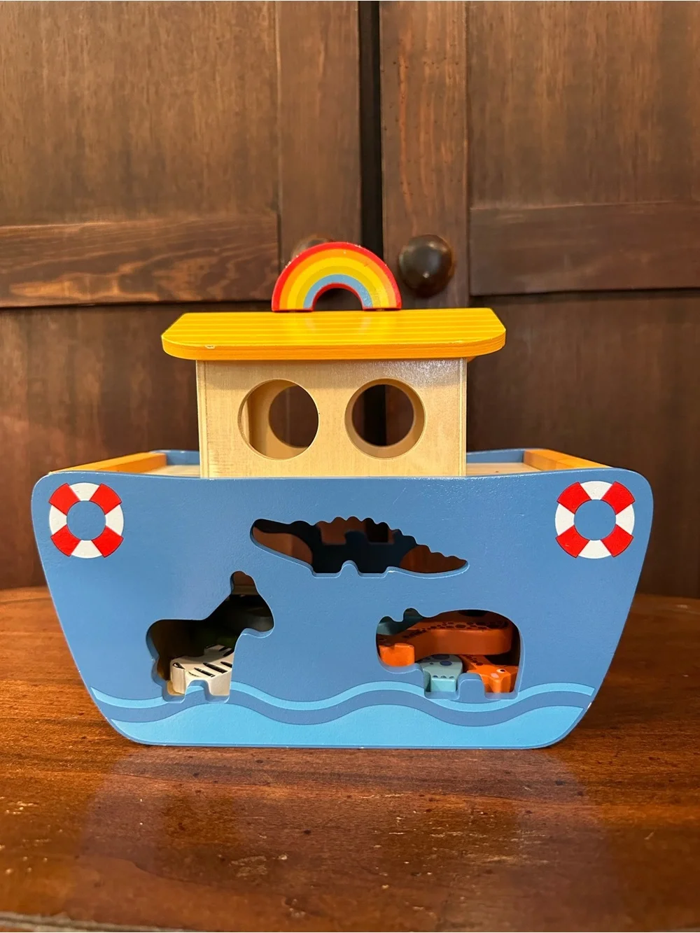 Wooden • Boat with animals • kids toy • so cute!
